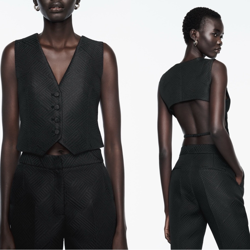 ZARA OPEN BACK JACQUARD VEST
